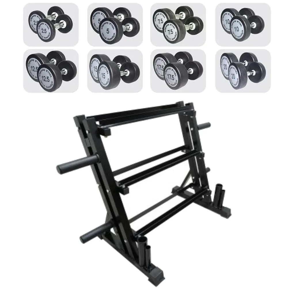 YALLA HomeGym Package of Round Dumbbells With 3-Tier Rack, 2.5-20KG (8 Pairs)
